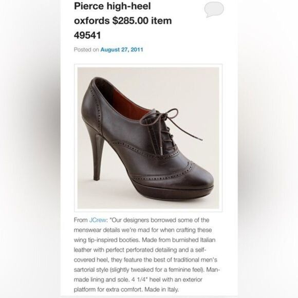 J. Crew Pierce high-heel oxfords, size women’s US 7.5, black leather - Picture 16 of 16